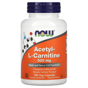 Аминокислота NOW FOODS ACETYL-L-CARNITINE, 500 мг - 100 капсул
