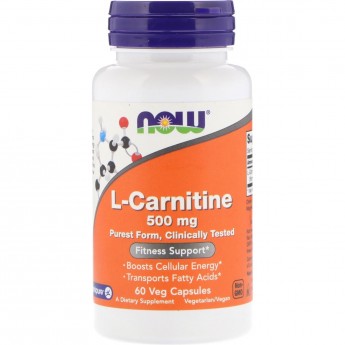 Аминокислота NOW FOODS L-CARNITINE 500мг, 60 капсул