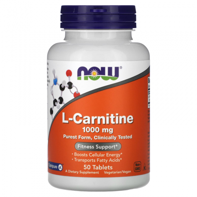 Аминокислота NOW FOODS L-CARNITINE TARTRATE 1000мг, 50 таблеток NS7489
